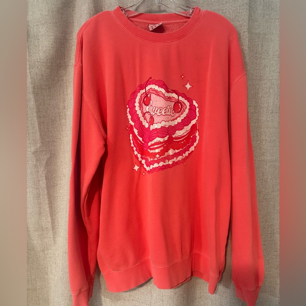 Red Scoop Neck Graphic Sweatshirt - Sweetie Heart Design